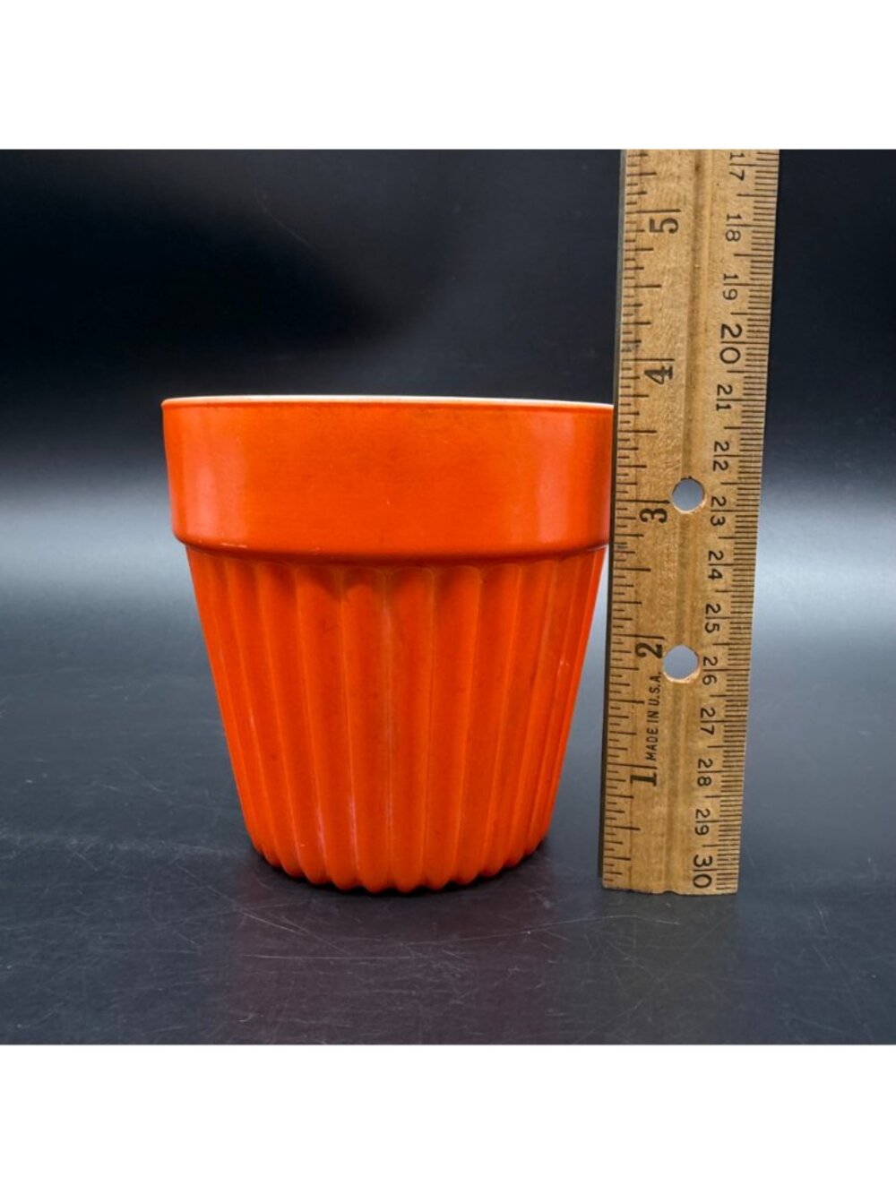 Vintage Planter Ribbed Flower Pot Milk Glass Hazel Atlas Moderntone Platonite - Picture 13 of 14